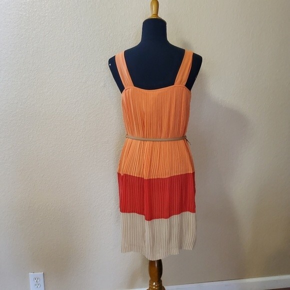Dana Buchman Pleated Colorblock Sleeveless Dress Size 4 - Picture 6 of 9